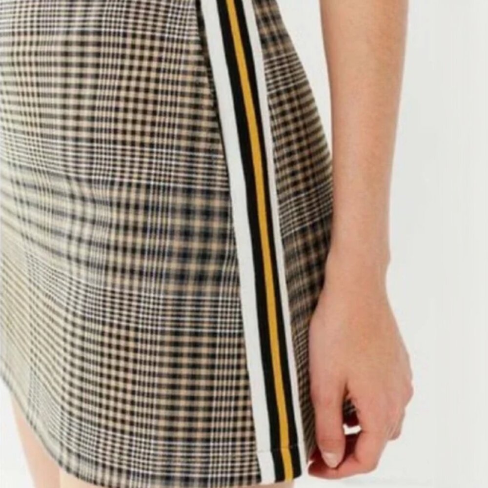 Urban Outfitters sz L Plaid Skirt Sporty Varsity Stripe A-Line Pelmet